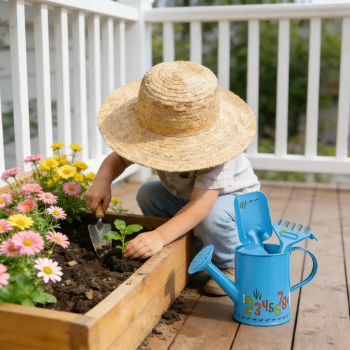 Miniatura 7 de Sungmor Juego de regaderas pequeñas para jardinero El paquete incluye 3 regaderas de rana rosa roja y paleta y rastrillo herramientas de mano