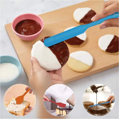 Miniatura 3 de HOTEC Juego de espátulas de goma de silicona de grado alimenticio resistentes al calor 600℉ para hornear, cocinar y mezclar, antiadherentes, aptas