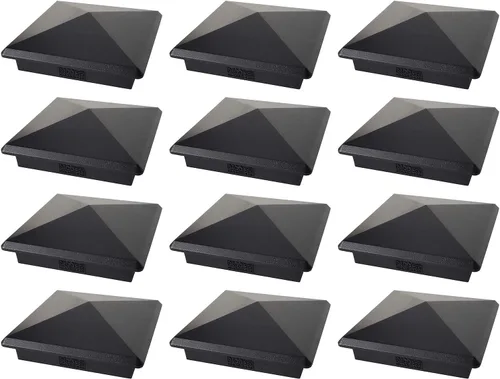 Miniatura 20 de Tapa de aluminio en forma piramidal para postes de madera, color negro (4 unidades)