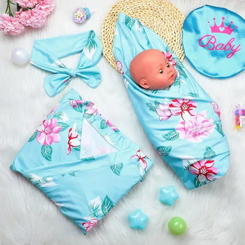 Miniatura 13 de Mepase 5 piezas de mamá y yo hospital a juego trajes de maternidad bata de envolver manta para bebé niña niños diadema sombrero para mamá bebé