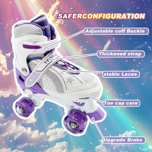 Miniatura 5 de Adjustable Kids Roller Skates for Girls and Boys Ages 3-5 5-8 8-12, All 8 Wheels of Girl's Skates Shine, Safe and Fun Illuminating for Outdoor