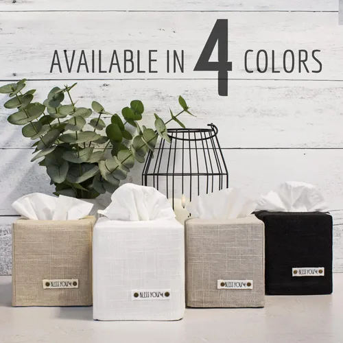 Miniatura 3 de Elegante funda para caja de pañuelos: este soporte de lino beige cubre instantáneamente tus cajas de pañuelos cuadradas, la cubierta de cubo