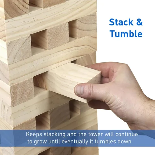 Miniatura 9 de easyGO grandes bloques de madera Stack & Tumble gigante Stacking & Tumble Tower Juego, Stacks a más de 4 pies de altura.
