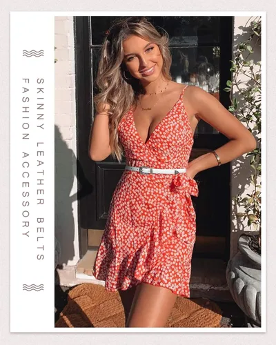Miniatura 6 de SUOSDEY Cinturones ajustados occidentales de moda para mujer, cinturón de cuero ajustable para vestidos con hebilla vintage
