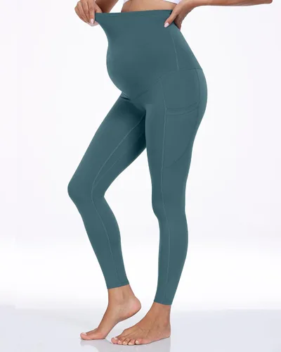 Miniatura 38 de WHOUARE Leggings de maternidad sobre el vientre con bolsillos para mujer, cintura alta, entrenamiento, pantalones de yoga