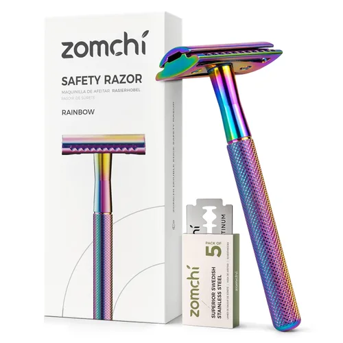 ZOMCHI Maquinilla de afeitar de seguridad de doble filo con 5 cuchillas de afeitar de seguridad, para mujeres y hombres, maquinilla de afeitar