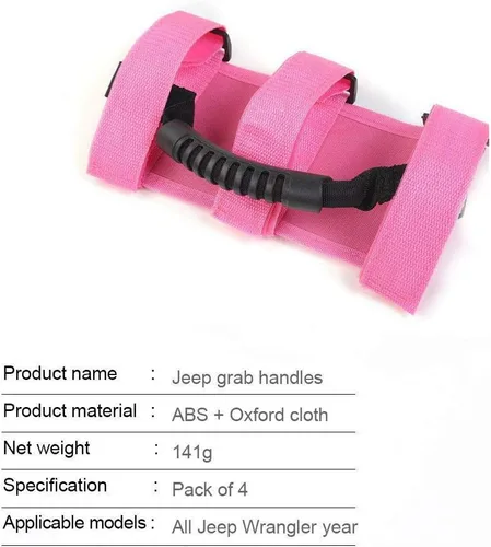 Miniatura 3 de JeCar Asas de agarre de barra antivuelco resistentes compatibles con Jeep Wrangler 1955-2023 CJ YJ TJ JK JL y Gladiator JT Truck, rosa