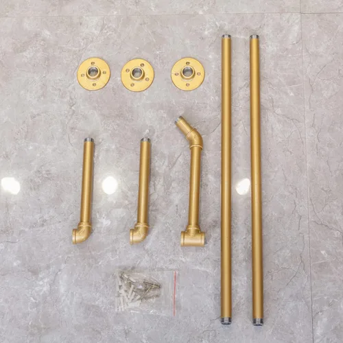 Miniatura 6 de Estante de Tubería Industrial Retro Montado en la Pared Estante de Baño Toallero Colgante, Barra de Ropa de Metal para Dormitorio Perchero, Soporte