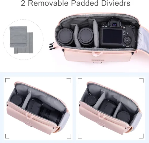 Miniatura 2 de MOSISO Bolsa de Hombro para Cámara Estuche Bolso Cruzado Bandolera, DSLR/SLR/Sin Espejo Compacto Acolchado Bolso de Mano para Fotografía con Rosa