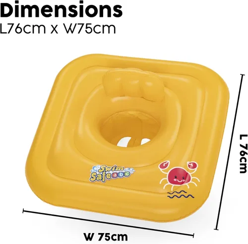 Miniatura 3 de Bestway Flotador inflable para niños pequeños Flotador inflable cuadrado de 3 anillos para bebés de 24 a 36 meses, amarillo