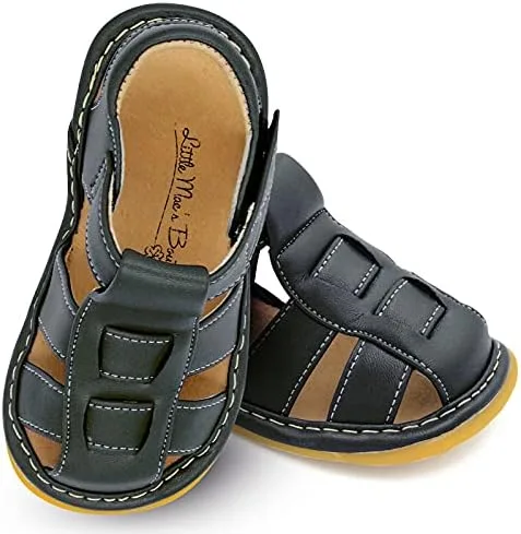 Zapatos con para bebé de Little Mae's Boutique, color marrón, negro o azul marino, sandalias cerradas, zapatos ideales para caminar para bebés,