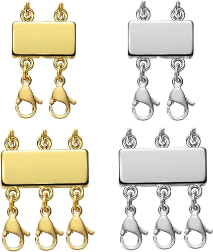 Miniatura 10 de OHINGLT Cierres de capas de collar Cierre magnético de bloqueo deslizante Conector de collar Multi Strands Slide Tube Clasps 4 cierres de langosta