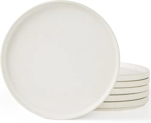 Miniatura 21 de famiware Star Platos de Ensalada para 6, Juego de Platos de 8 Pulgadas, Vajilla de Gres, Platos Pequeños para Postre, Ensalada, Aperitivo, Blanco