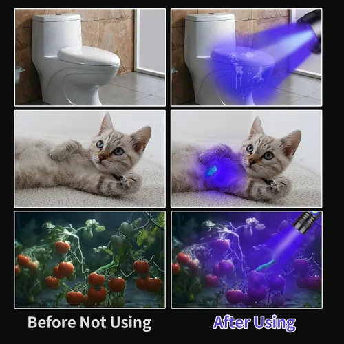 Miniatura 3 de Linterna UV de luz negra recargable por USB de 365nm, mini lámpara Woods portátil de mano con potentes luces LED ultravioleta, enfoque ajustable