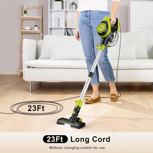 Miniatura 4 de Intercleaner Aspiradora con cable de 23 pies, 2 modos de operación, potente barra de succión, tubo ajustable de 19 a 30 pulgadas, aspiradora de mano