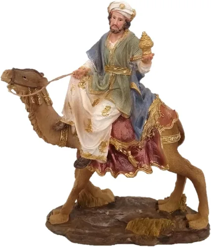 Miniatura 6 de Estatuilla grande de 12 pulgadas, juego de 11 piezas de construcción de resina de fibra de vidrio, belén de Navidad pintado a mano con hombres