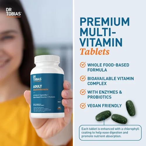 Miniatura 4 de Dr. Tobias Multivitamínico para adultos para mujeres y hombres, vitaminas de apoyo inmunológico de 42 frutas, verduras, más probióticos