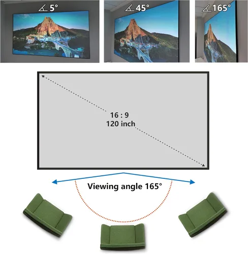 Miniatura 4 de Pantalla de proyector Material elástico de 69 x 123 pulgadas para pantalla de proyección máxima de 150 pulgadas 16:9 DIY, respaldo negro económico