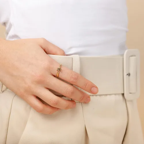 Miniatura 3 de PAVOI Anillo ajustable con inicial chapado en oro de 14 quilates Anillo con inicial para mujer Anillo de moda para mujer