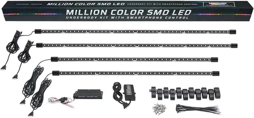 Miniatura 9 de LEDGlow, 4 unidades. Kit de iluminación LED para carrocería de autos, millones de colores SMD, con control para celular mediante Bluetooth