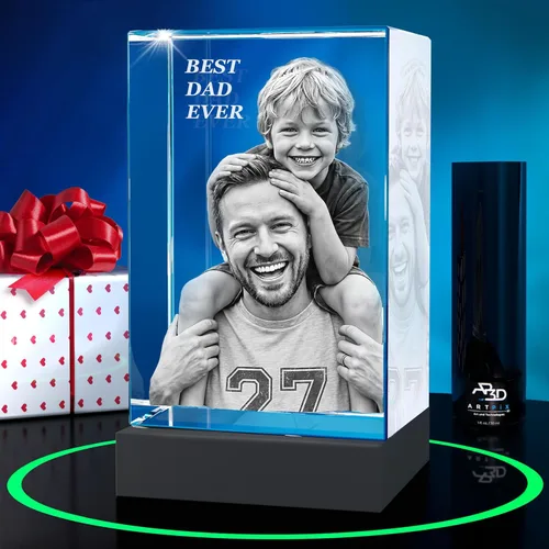 Miniatura 21 de ArtPix - Foto de cristal 3D, regalos personalizados para papá, mujeres, esposa, abuelo, gran regalo personalizado con tu propia foto, grabado en 3D