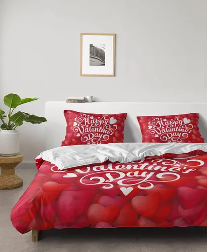 Miniatura 2 de Juego de funda de edredón de 4 piezas tamaño Queen, juego de ropa de cama suave para el día de San Valentín, sábana plana, fundas de almohada