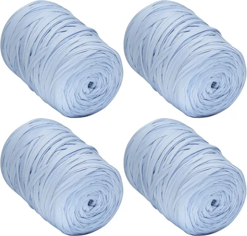 Miniatura 11 de 400g de hilo de tela elástica para tejer con ganchillo para DIY, 119 metros de hilo de espagueti grueso para tejer para proyectos de bolso, cesta
