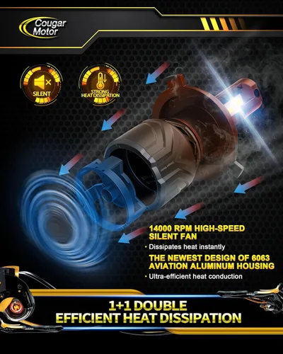 Miniatura 5 de Cougar Motor - Bombillas H4, 9003 luces antiniebla 6500K blancas sin polaridad para uso en carretera o todoterreno, enchufe y uso - Paquete de 2