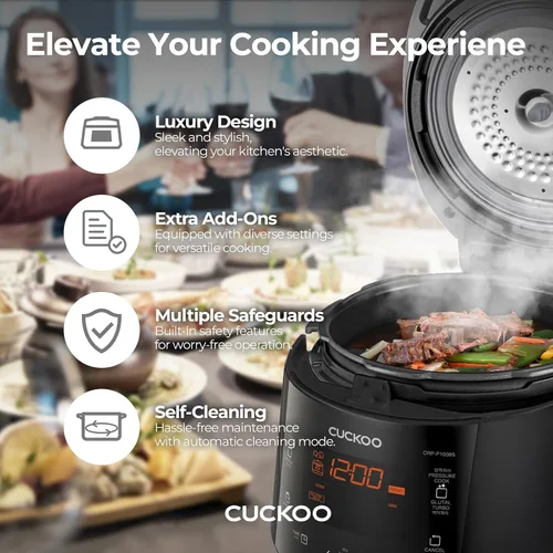Miniatura 3 de Cuckoo CRP-P0609S - Olla de presión eléctrica para arroz, con calentamiento por inducción (negra)