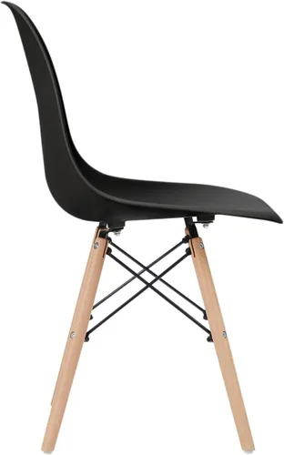 Miniatura 6 de Teamson Home Allan - Juego de 2 sillas de comedor laterales de plástico con patas de madera, color negro