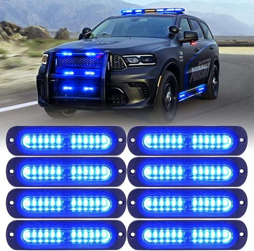Miniatura 15 de Xprite Kit de 12 luces LED estroboscópicas de emergencia ámbar, superficie empotrada, marcador lateral, parrilla de advertencia de peligro, cabeza
