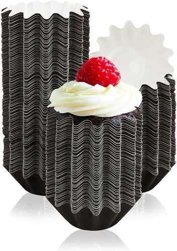 Miniatura 9 de 100 PCS Moldes de Papel Brioche para Hornear Moldes para Cupcakes Papel Antiadherente Recubierto Moldes Estándar para Muffins para Bodas Fiestas Rosa
