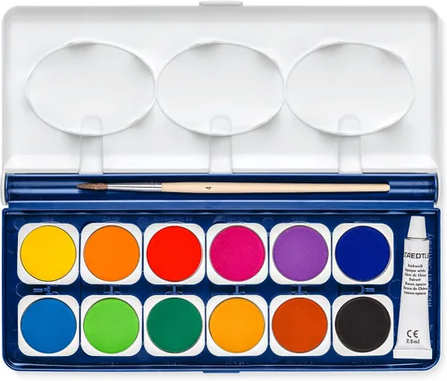 Miniatura 3 de STAEDTLER 888 NC12 Noris - Pintura para acuarela, 12 colores surtidos (paquete de 1 con pincel y pintura opaca)