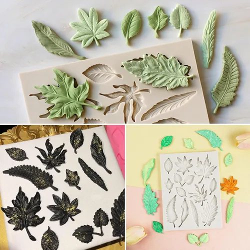 Miniatura 6 de 2 piezas de moldes de silicona en forma de hoja, molde de fondant para pastel con forma de hojas de árbol, molde 3D único para chocolate, caramelo
