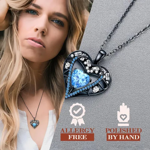 Miniatura 34 de Collar de cristal de 5 corazones, chapado en oro rosa de 18 quilates, colgante con cadena de plata de ley 925 de 18 + 2 pulgadas, joyería de piedra