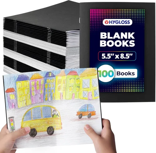 Miniatura 15 de Hygloss Libros en blanco – Paquete de 10 unidades – 5.5 x 8.5 pulgadas A5 colores surtidos – Libros en blanco de tapa blanda para que los niños