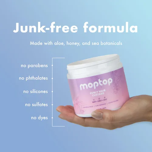 Miniatura 3 de MopTop Gel Custard para Cabello Rizado - Gel de Peinado para Hidratar y Definir Rizos Suaves, Ligero y Antifrizz, Productos para Cabello Rizado