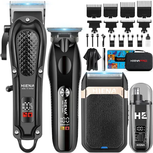 HIENA PRO Cortadora de pelo para hombres profesionales, juego de cortadora de pelo inalámbrica y cortadora de barba con hoja en T, afeitadora