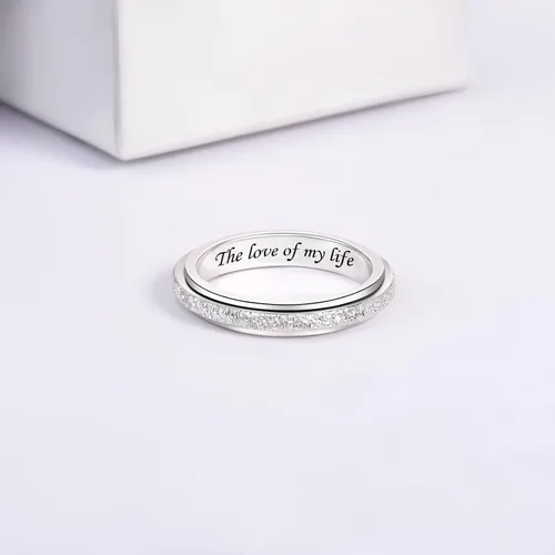 Miniatura 23 de Sterling Silver Spinner Fidget Ring Anti Anxiety Worry Relieving Boredom ADHD Autism Band Ring for Women Men