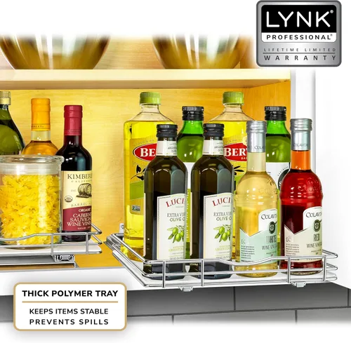 Miniatura 6 de LYNK PROFESSIONAL® Organizador de especias extraíble para armarios de cocina interiores - 12-3/8 pulgadas de ancho - Cajón deslizante - Estante