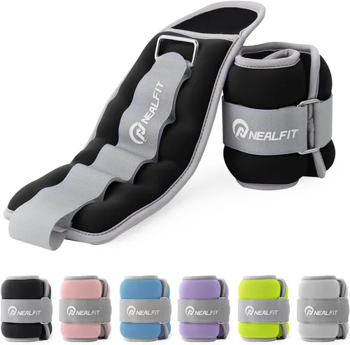 NEALFIT Pesas de tobillo para hombres, mujeres y niños, pesas para piernas, brazos y muñecas con correa ajustable para correr, gimnasia, aeróbica,
