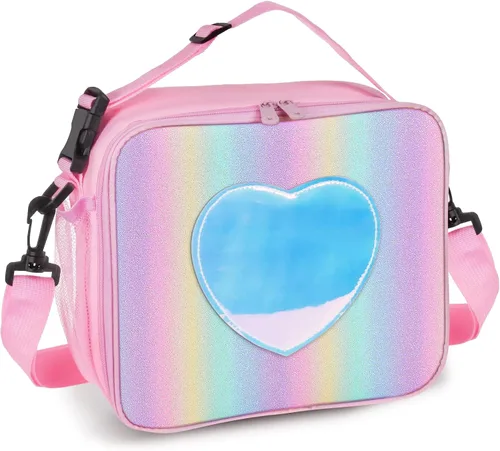 Miniatura 9 de Lonchera para niños y niñas, bolsa de mano aislada con diseño de arco iris, a prueba de fugas, térmica, reutilizable, para la escuela, la oficina