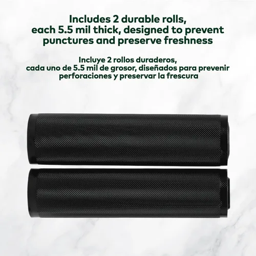 Miniatura 3 de Rollos de sellado al vacío de 11 pulgadas x 25 pies, paquete de 2 unidades (50 pies en total) (negro y negro) de 5.5 mil, sin BPA, de grado