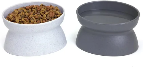 Miniatura 4 de Kitty City Cuencos elevados para gatos (juego de 2), platos elevados amigables con los bigotes para alimentos y agua para gatos, diseño moderno