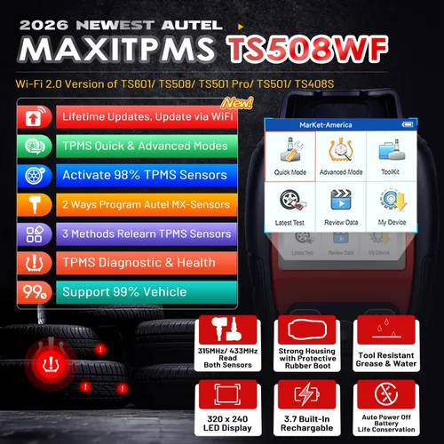 Miniatura 2 de Autel MaxiTPMS TS508WF Herramienta de programación TPMS, 2026 WiFi Ver. de TS508 TS501 Pro TS601 TS408S TPMS Herramienta de reaprendizaje