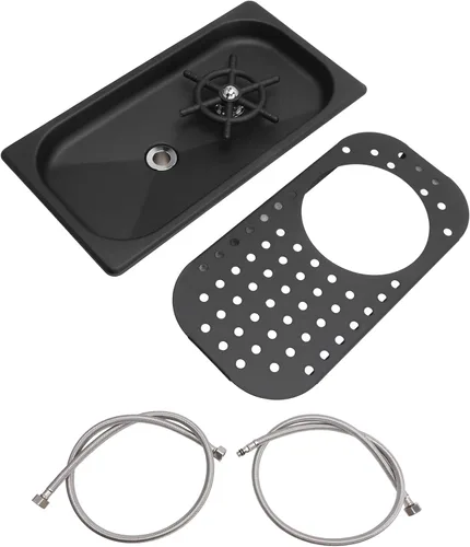 Miniatura 7 de Enjuagadora de vidrio Lavadora de tazas de acero inoxidable 304 Bandeja de goteo de drenaje de manguera, equipo de lavado, cafetería, bar, enjuague