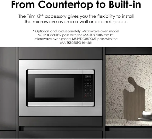 Miniatura 8 de SAMSUNG Horno de microondas para encimera de 1,9 pies cúbicos con cocción por sensor, acero inoxidable, MS19DG8500SRAA