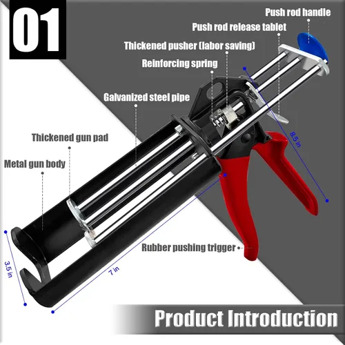 Miniatura 2 de Pistola de epoxi doble para 6.8 fl oz/6.76 onzas líquidas, pistola de calafateo de doble cartucho, manual manual de mano con adhesivo adhesivo