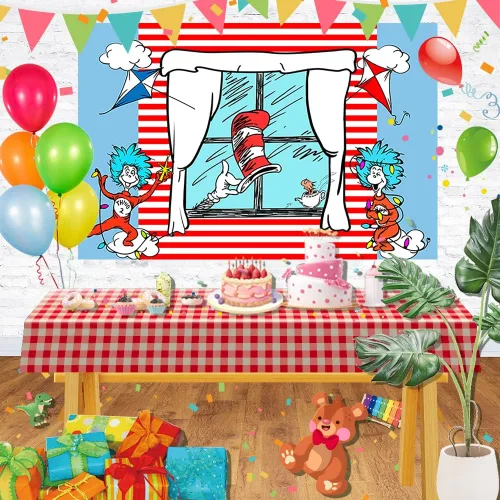 Miniatura 2 de Telón de fondo de rayas rojas y azules, suministros de fiesta, tema de cumpleaños, fondo de fotos para fiesta de cumpleaños, decoración de tartas, 5