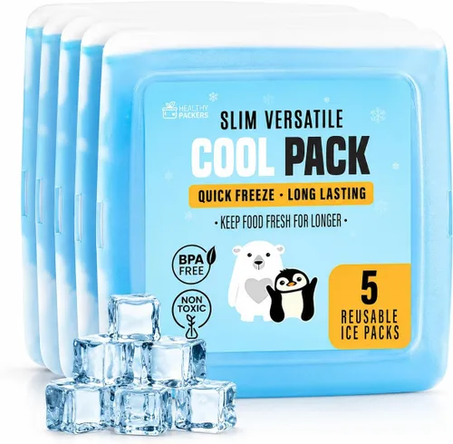 Miniatura 8 de Healthy Packers® Bolsas de hielo delgadas reutilizables para loncheras para niños y adultos Paquetes de congelador finos de larga duración